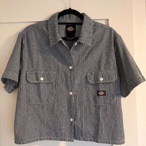 Dickies Black and White Striped Button Down Shirt